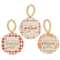 Thankful Grateful Gratitude Plaid Beaded Round Ornament, 3 Asstd. #37416