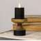Black & Wood Pillar Candle Holder, 4.25" 15635;