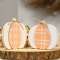 Cream & Orange Plaid Wooden Pumpkin Sitter, 2 Asstd. 37544