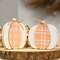 Cream & Orange Plaid Wooden Pumpkin Sitter, 2 Asstd. 37544;