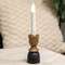 Black & Wood Taper Candle Holder, 5.25" 15560A;