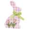 Pink & White Buffalo Check Bunny with Tulips Sitter #37638