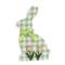 Green & White Buffalo Check Bunny with Tulips Sitter