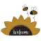 Distressed Wooden "Welcome" Sunflower Sitter with Bees #37611