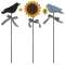 3 Set, Bluebird, Crow & Sunflower Plant Poke #37618