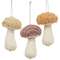 Chenille Stuffed Mushroom Ornament, 3 Asstd.