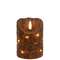Burnt Mustard LED Wrapped Flicker Flame Timer Pillar, 4"
