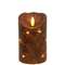 Burnt Mustard LED Wrapped Flicker Flame Timer Pillar, 5"