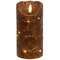 Burnt Mustard LED Wrapped Flicker Flame Timer Pillar, 6"