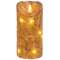 Burnt Ivory LED Wrapped Flicker Flame Timer Pillar, 6"