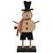 Chunky Wooden Top Hat Snowman on Base with Jingle Bell