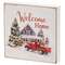 Welcome Home Vintage Red Truck Square Block