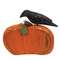 Distressed Carved Wooden Crow on Pumpkin #38192