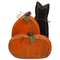 Carved Wooden Pumpkin Duo & Black Cat