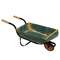 Distressed Green Metal Wheelbarrow
