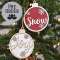 Glittered Woden Joy/Snow Bulb Ornament, 2 Asstd. 38115