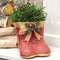 Distressed Red & Gold Painted Metal Santa Boot Pair 60477;