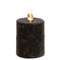 Warm Glow Textured Black Flicker Flame Timer Pillar, 3"