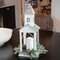 White Metal Church Pillar Lantern 91163;