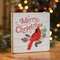 Merry Christmas Cardinal & Holly Square Block Sign 37963;