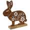 Rusty Metal Flower & Vine Cutout Bunny on Wooden Base 70188;