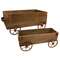 Natural Wooden Wagons with Rusty Wheels, 2/Set - HAC2457;