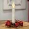 Red Glitter Heart & Berries Candle Ring, 2" ;