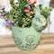 Flower Garden Embossed Distressed Green Cement Bunny Planter 60502;