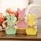 Distressed Chunky Wooden Pastel Bunny Sitter w/Raffia Bow, 3 Asstd. 91173;