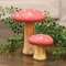 White Dotted Coral Wood Mushrooms, 2/Set 38569;