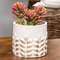 Gold Distressed White Wheat Embossed Cement Planter;