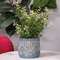 Distressed Blue Aztec Embossed Cement Planter;