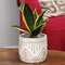 Gold Distressed White Aztec Embossed Cement Planter;