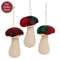 3 Set - Stuffed Red & Green Plaid Mushroom Ornaments