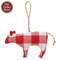 Stuffed Red & White Flannel Check Cow Ornament