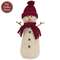 Stuffed Standing Jingle Bell Snowman with Burgundy Hat & Scarf - 14"H