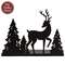 Black Metal Woodland Forest & Reindeer Candle Plate - 5"H