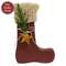 Distressed Primitive Wood Red Stock Sitter with Pine & Rusty Star