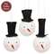 3 Set - Smiling Wooden Snowman Ornaments with Tophats