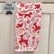 Yuletide Forest & Floral Folklore Dish Towel w/White Pom Poms 19549;
