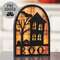 Boo & Spooky House Silhouette Plaid Background Wooden Sitter 38724;