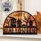 Happy Halloween Spooky Village Plaid Background Sign on Base 38726;