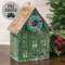 Distressed Green Metal Winter Birdhouse with Wreath 60518;