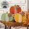 Distressed Chunky Wooden Feed Sack Stripe Pumpkin w/Leaves Sitter, 3 Asstd. 91182;