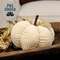 Ivory Waffle Weave Pumpkin w/Burlap Leaves, 7" Dia. CS39111;