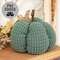 Teal Waffle Weave Pumpkin w/Burlap Leaves, 5" Dia. JL24038;