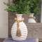 Distressed White Wooden Beaded Athens Vase, 7"H 65382;