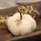Ivory Waffle Weave Pumpkin w/Burlap Leaves, 4.75" Dia. CS39028;