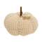 Ivory Waffle Weave Pumpkin w/Burlap Leaves, 4.75" Dia. CS39028;