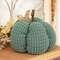 Teal Waffle Weave Pumpkin w/Burlap Leaves, 5" Dia. JL24038;